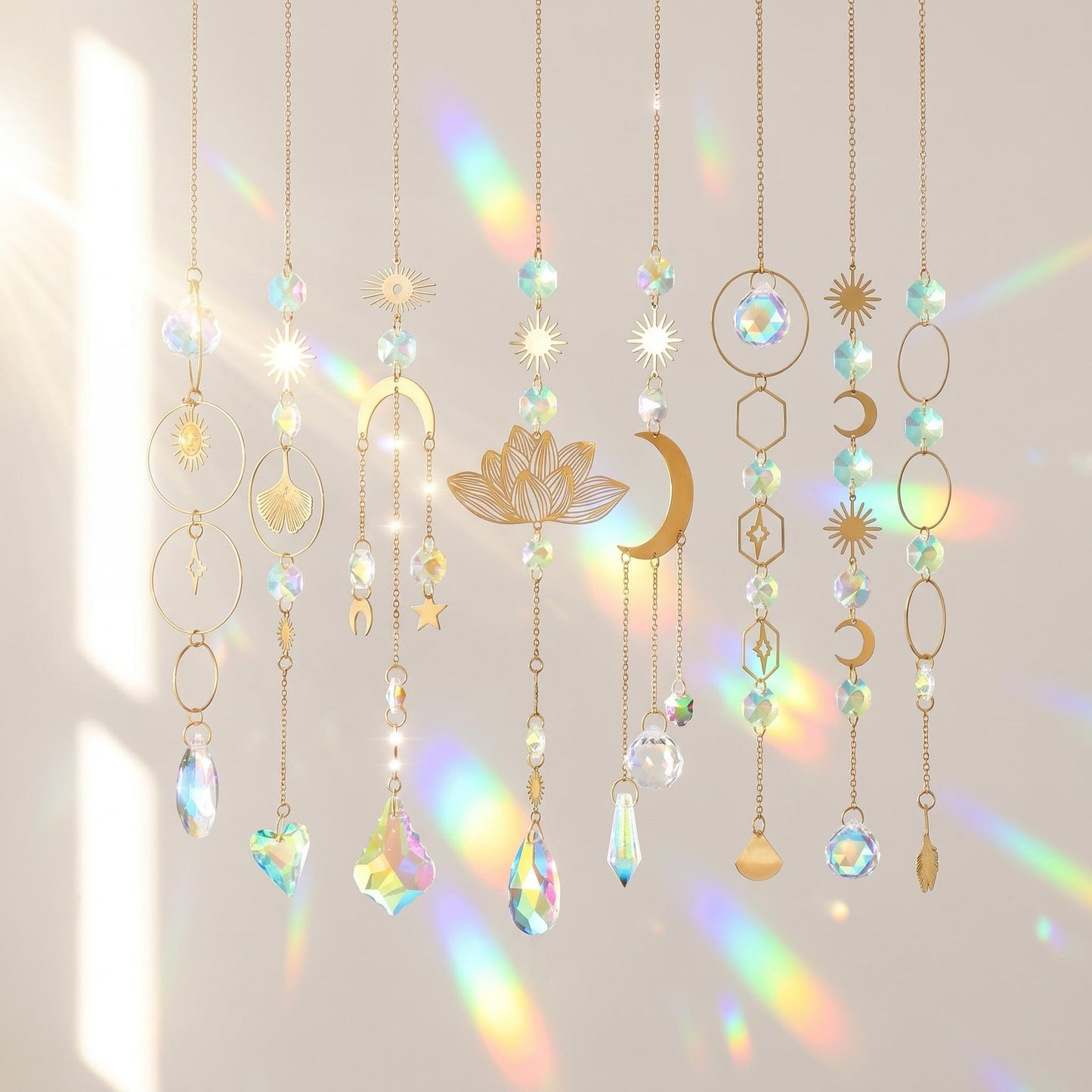 🌙🌈 Sada dekoratívnych slnečných lapačov – Slnko, mesiac a zlé oko pre krásny domov! ✨