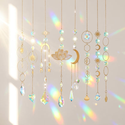🌙🌈 Sada dekoratívnych slnečných lapačov – Slnko, mesiac a zlé oko pre krásny domov! ✨