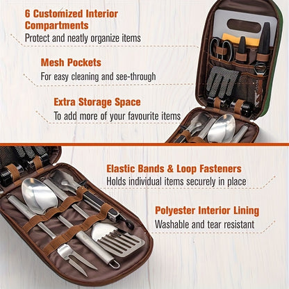 🍖Outdoor Kitchen Utensil Organizer Bag – Oxford Fabric, Large Capacity, Durable & Portable (Perfect for Camping & BBQs)✨