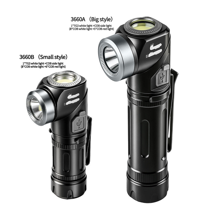 💡🛠️ LED čelovka a baterka s otočnou hlavou 90° + magnet + klip – Ruky voľné vždy! ✨