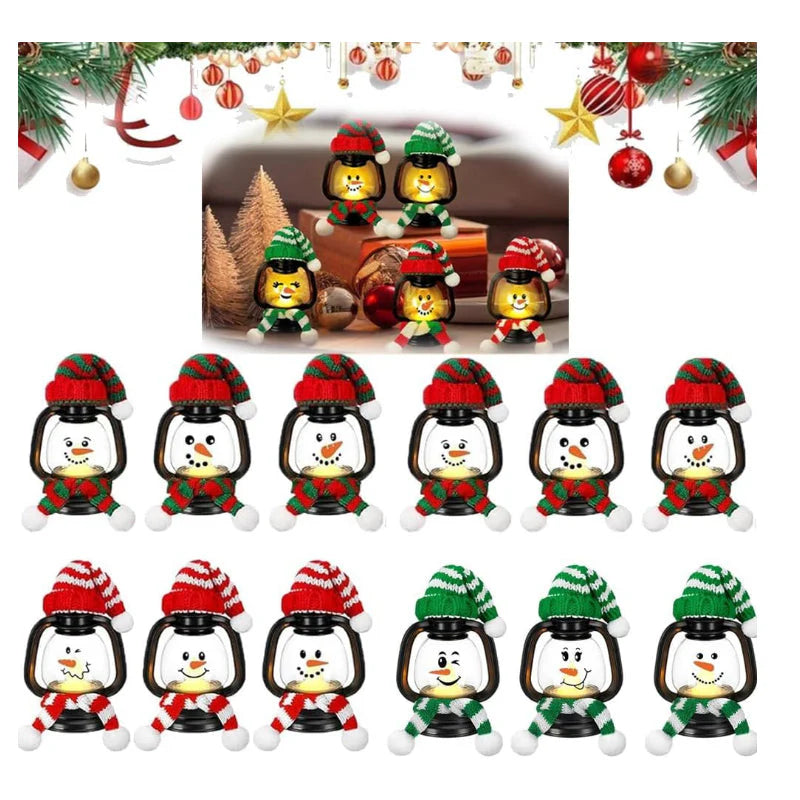 【🎄 Prineste si domov bohatú vianočnú atmosféru!】Vianočné dekoratívne mini snehuliak s čiapkou a šatkou