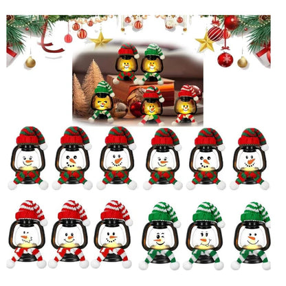 【🎄 Prineste si domov bohatú vianočnú atmosféru!】Vianočné dekoratívne mini snehuliak s čiapkou a šatkou