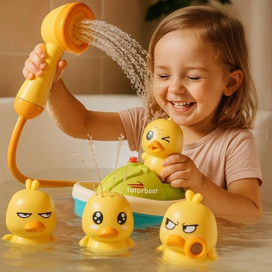 🦆 Elektrická vodná hračka s kačacím člnom – Striekanie vody + Interaktívna zábava! 💦