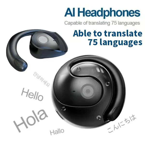 【🔋 Malý a prenosný, rýchly a presný preklad 75 jazykov v reálnom čase】Bezdrôtové slúchadlá OWS Bluetooth 5.4 s AI prekladom (vhodné pre iOS a Android)