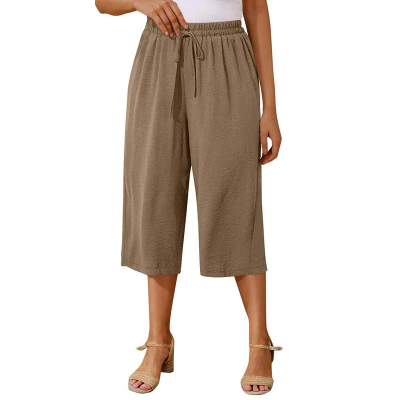 👖 Dámske capri nohavice s elastickým pásom a šnúrkou