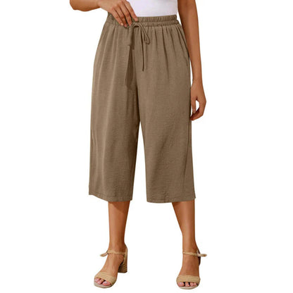 👖 Dámske capri nohavice s elastickým pásom a šnúrkou