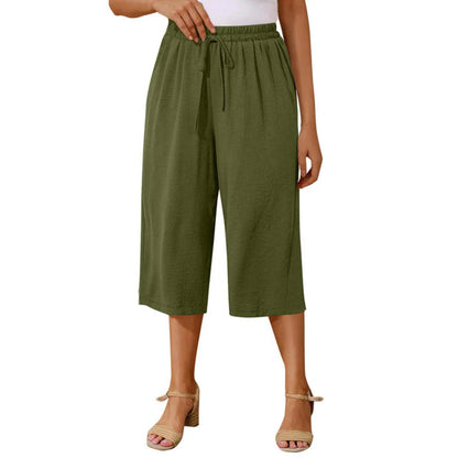 👖 Dámske capri nohavice s elastickým pásom a šnúrkou