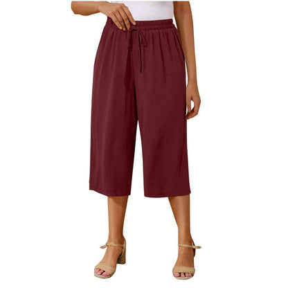 👖 Dámske capri nohavice s elastickým pásom a šnúrkou