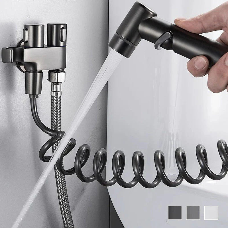🚿 Dvojfunkčný ventil + bidetový sprchový set – vysoký tlak, mosadz a praktické čistenie