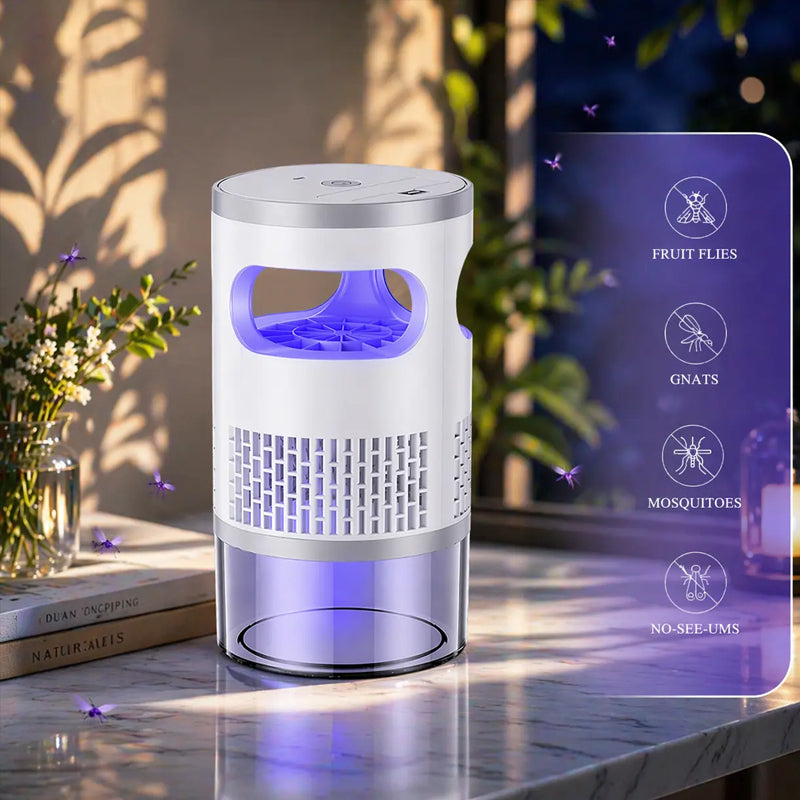 🦟✨ Tichý LED lapač komárov s nočným svetlom – bezpečný a účinný!