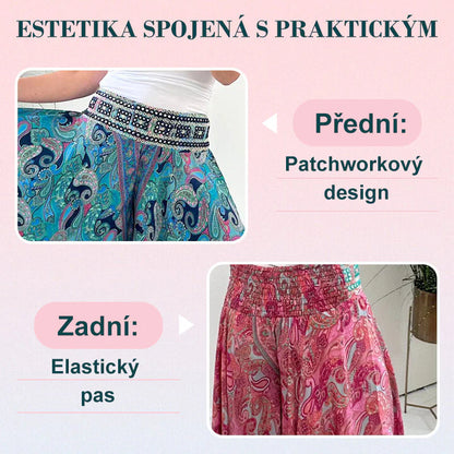 👖 Elastické Nohavice s Etnickou Potlačou – Patchwork + Elastický Pás + Všetky Velikosti! ✨