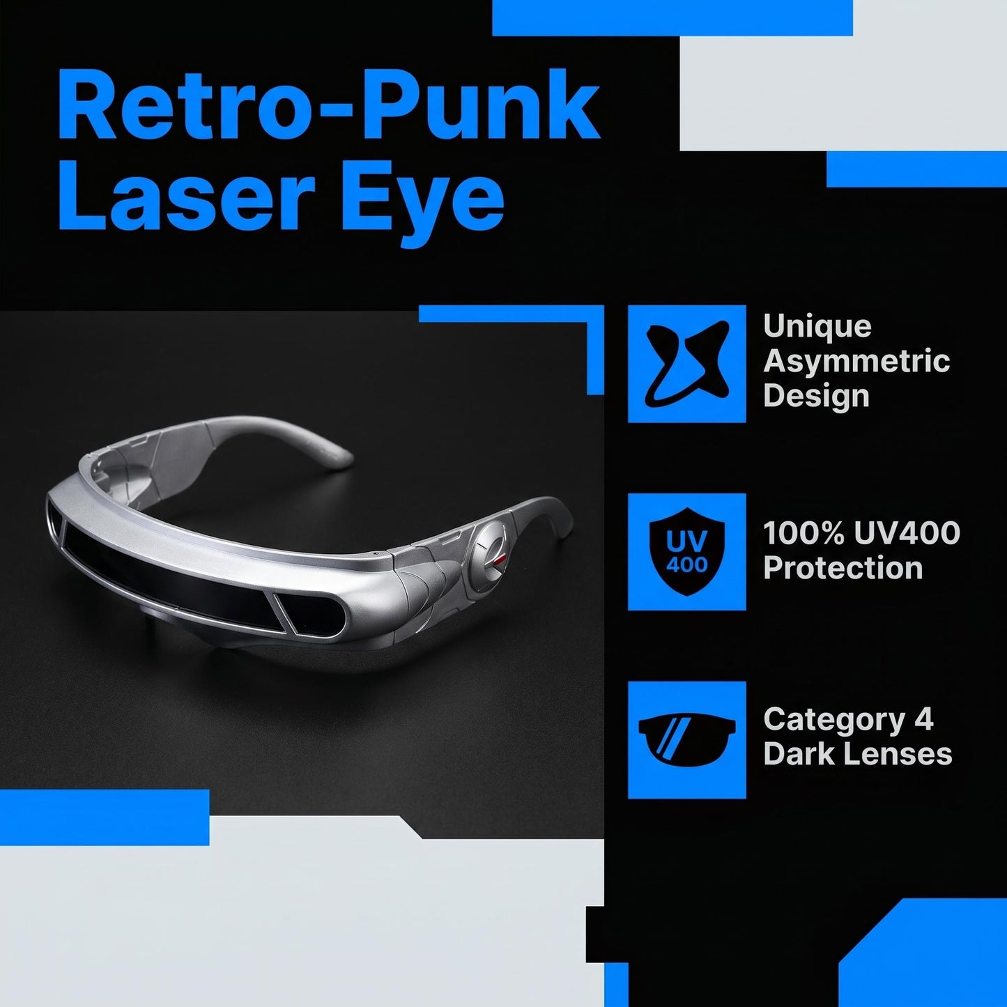😎⚡ Asymetrické punkové slnečné okuliare – Retro Laser Eye štýl s UV400 ochranou! ✨