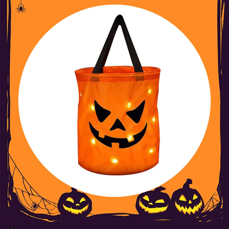 Halloweenská taška so svietiacou tekvicou
