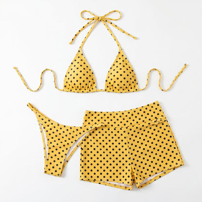 👙✨ Retro bodkovaná 3-dielna bikiny súprava – roztomilosť a štýl v jednom