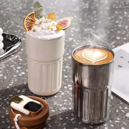 【🌡️ ☕ Vychutnajte si kávu s ľahkosťou pri ideálnej teplote!】Hrnček na kávu s ukazovateľom teploty