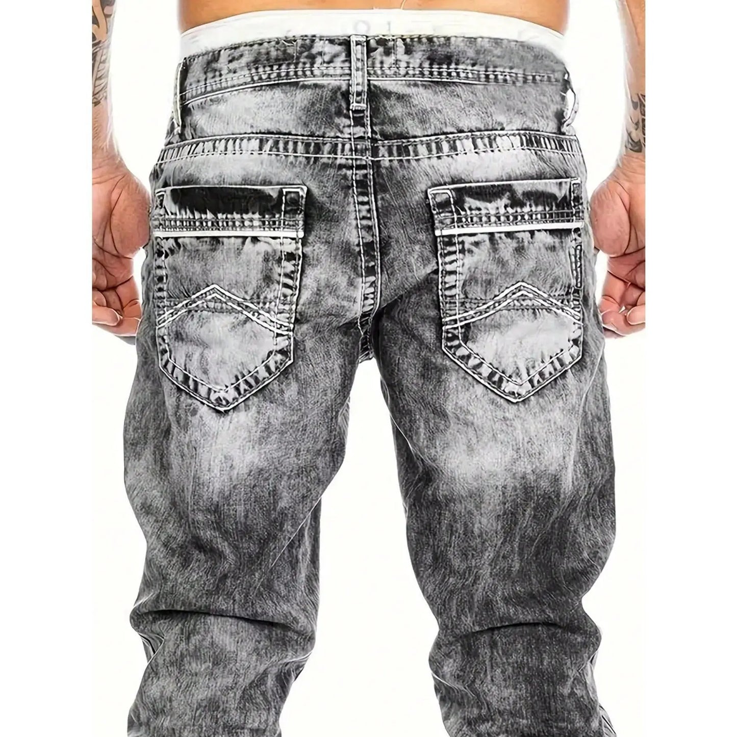 👖 Pánske kreatívne pružné džínsy rovný strih – odolný denim a streetwear vzhľad