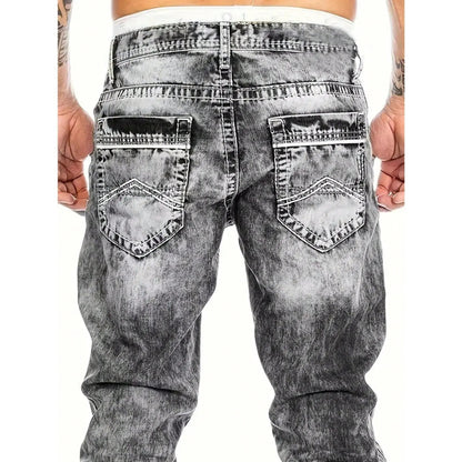 👖 Pánske kreatívne pružné džínsy rovný strih – odolný denim a streetwear vzhľad