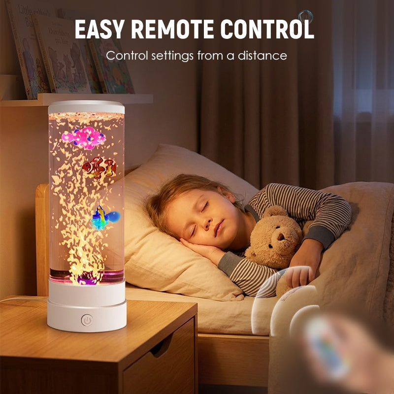 🌊✨ LED akváriové svietidlo s rybami a bublinkami – relaxačná atmosféra doma