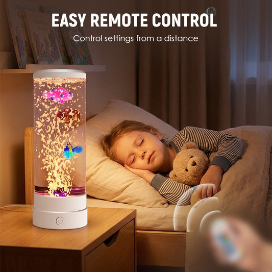 🌊✨ LED akváriové svietidlo s rybami a bublinkami – relaxačná atmosféra doma