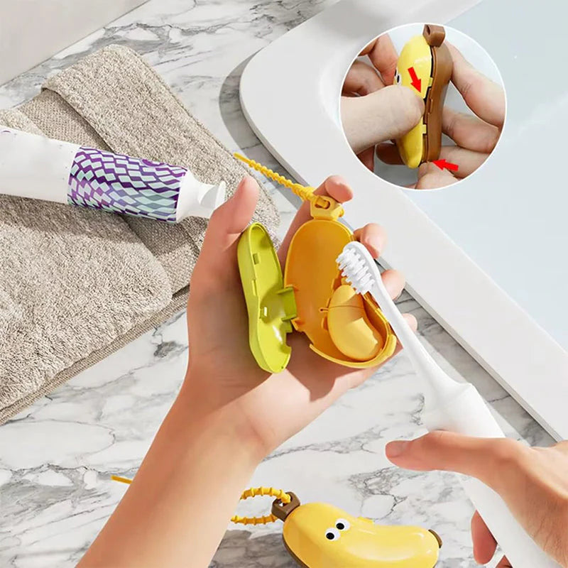 🍌Prenosné puzdro na zubnú pastu v tvare banánu – prachotesné, priedušné a kompaktné pre deti a na cesty