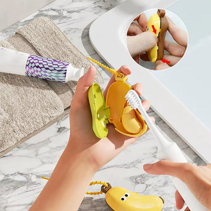 🍌Prenosné puzdro na zubnú pastu v tvare banánu – prachotesné, priedušné a kompaktné pre deti a na cesty