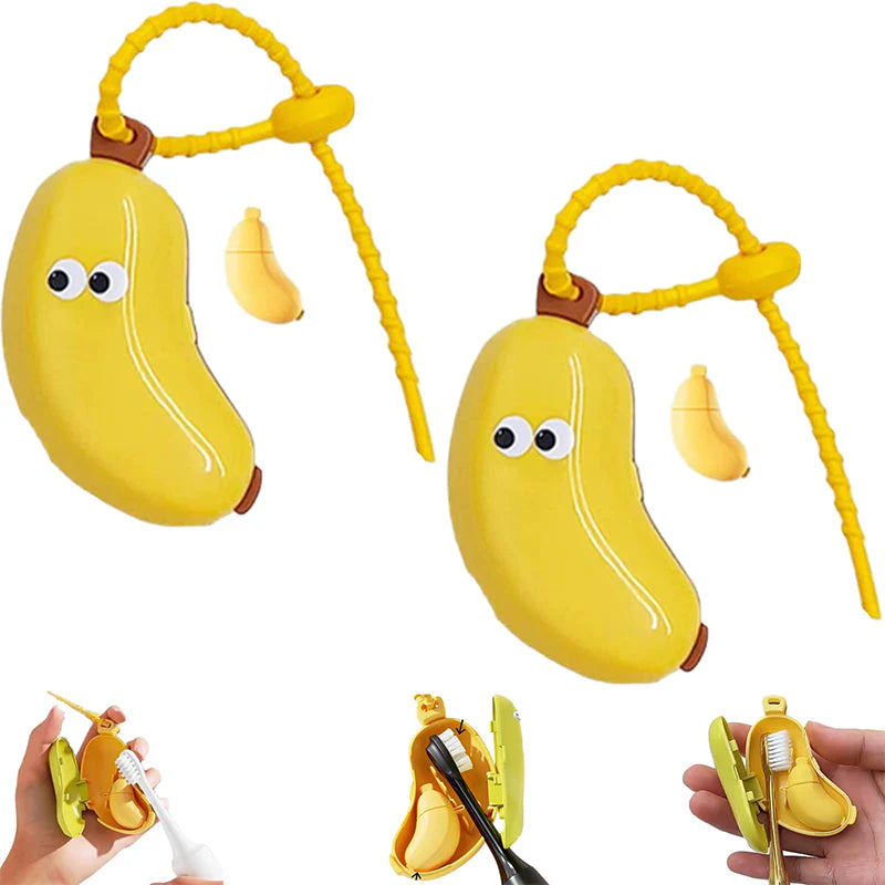 🍌Prenosné puzdro na zubnú pastu v tvare banánu – prachotesné, priedušné a kompaktné pre deti a na cesty