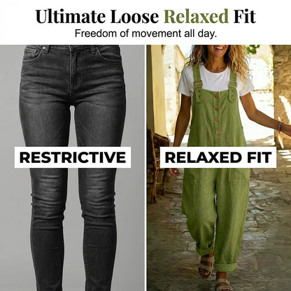 💫Loose-fitting women's overalls with front buttons – relaxed fit, unique style