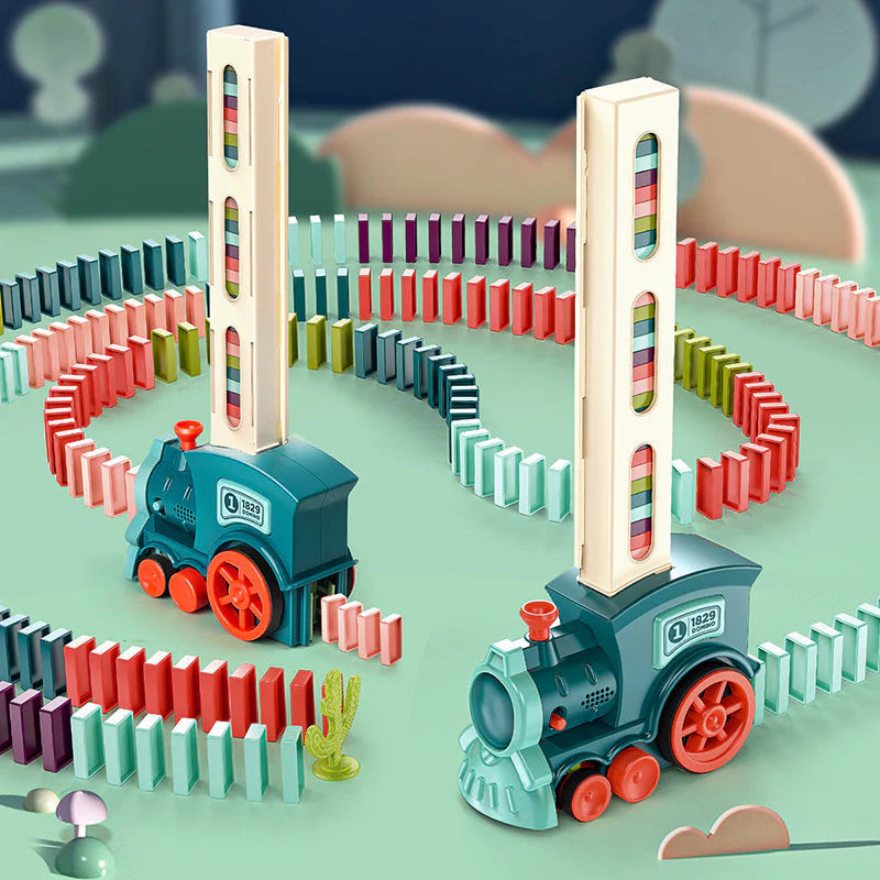 🚂 Montessori domino vlak s 60 kociek – Bezpečný, vzdělávací a zábavný darček!! 🧠