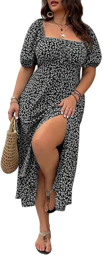 👗 Boho maxi šaty pre plnšie postavy s bočným rozparkom – vzdušné a štýlové na leto!