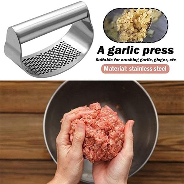 【🧄 Ľahko rozdrvte cesnak alebo zázvor】Lis na cesnak z nehrdzavejúcej ocele