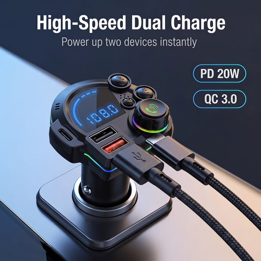 🎶 Bluetooth FM transmitter do auta s rýchlym nabíjaním ⚡