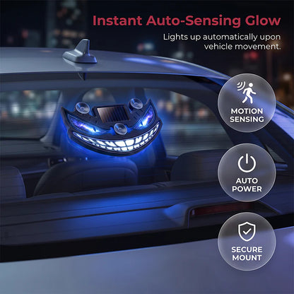 🚗✨ LED výstražné svetlo do auta s solárnym panelom a „diablovým okom“ –🔋 S senzorom vibrácií, nabíjaním cez USB a solárny panel, univerzálne použitie 😈