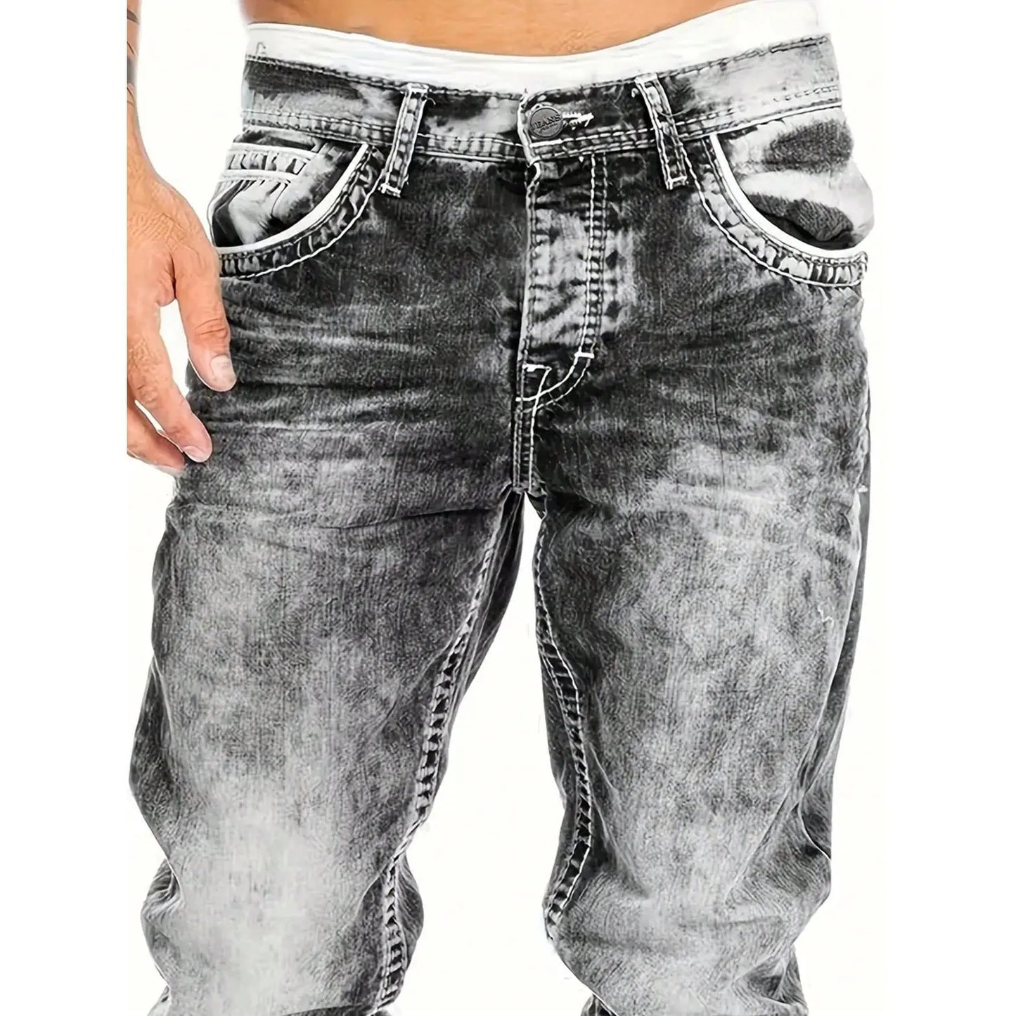 👖 Pánske kreatívne pružné džínsy rovný strih – odolný denim a streetwear vzhľad