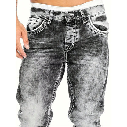 👖 Pánske kreatívne pružné džínsy rovný strih – odolný denim a streetwear vzhľad