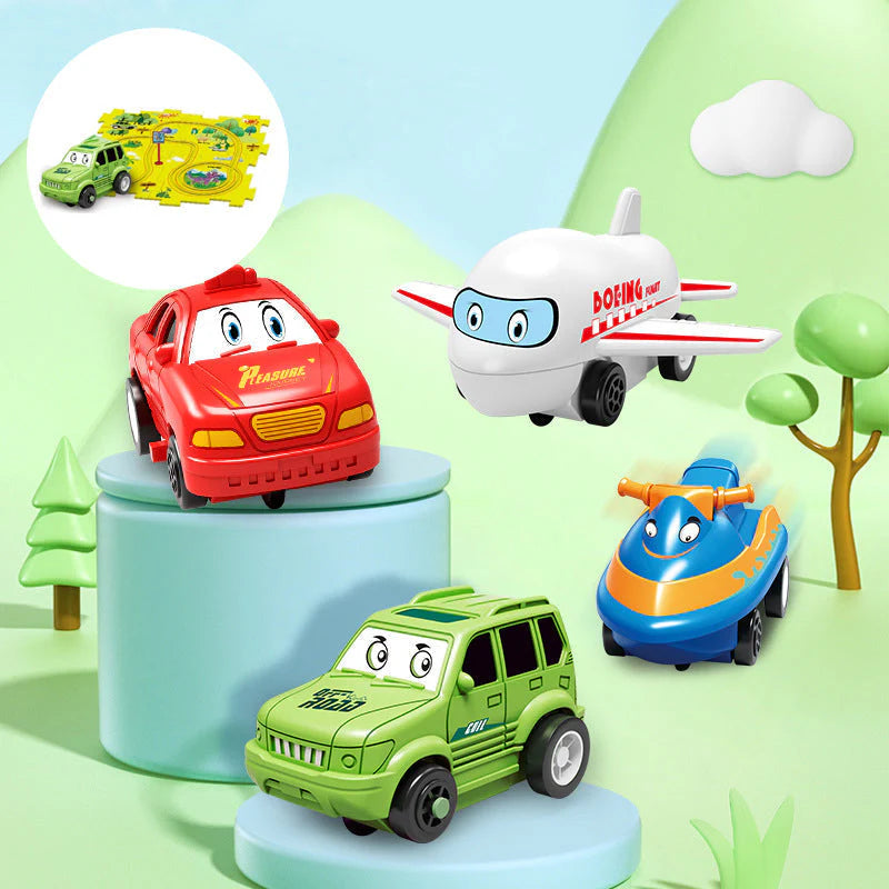 【👶Perfektný darček na rozvoj logického myslenia a zručností!】Detská vzdelávacia hracia sada s puzzle a autodráhou
