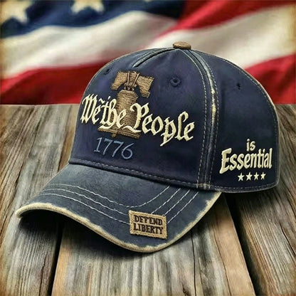 Čiapka s výšivkou opotrebovanej americkej vlajky