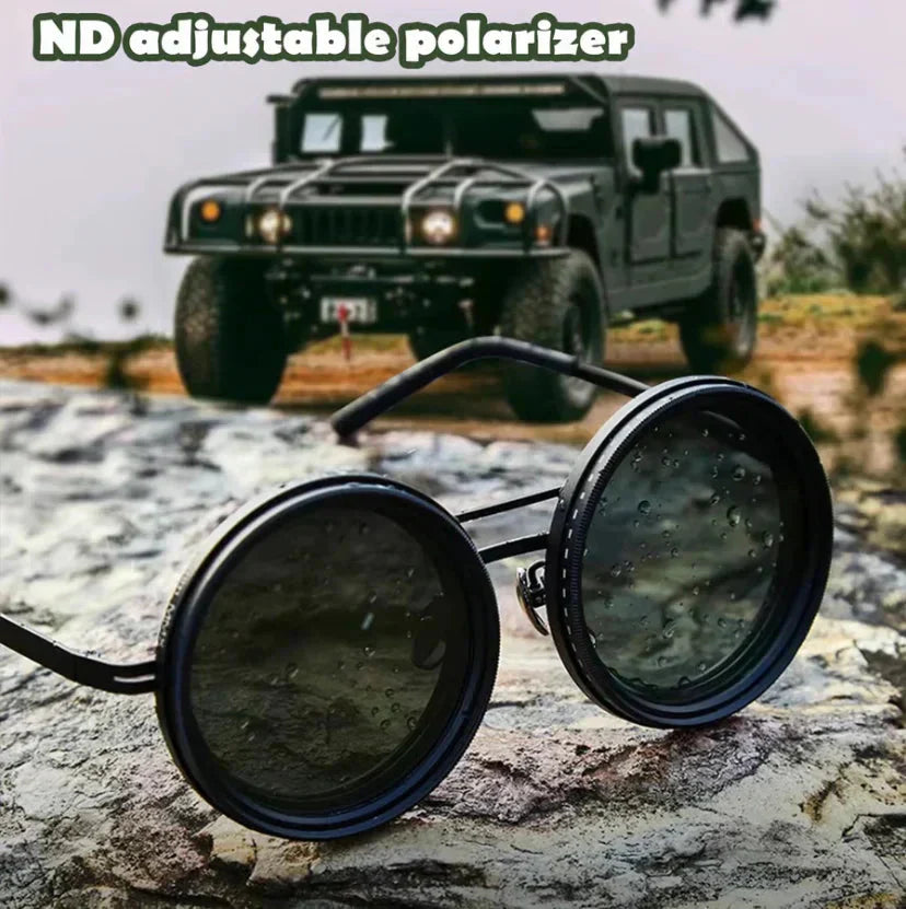 nastaviteľné tmavé polarizačné okrúhle slnečné okuliare