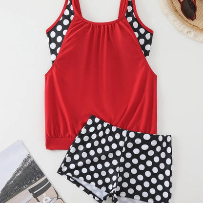 👙 Dvoudielne plavky color-block s bodkami – štýlové & pohodlné 💖