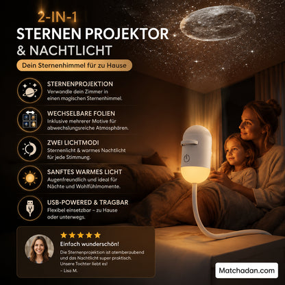 🌌✨ 2v1 Projektor hviezdnej oblohy a nočné svetlo – magická atmosféra doma
