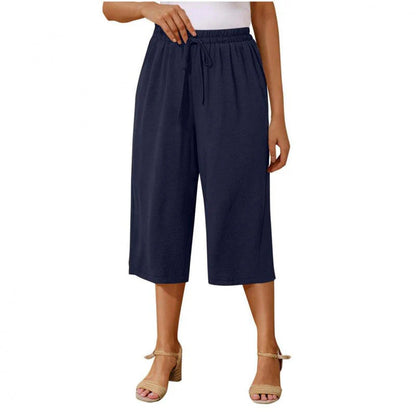 👖 Dámske capri nohavice s elastickým pásom a šnúrkou