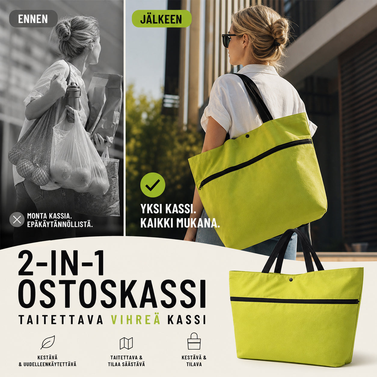 🛒 Skladacia nákupná taška s kolieskami 2v1 – uľahčite si nakupovanie! 🛍️
