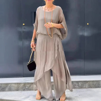 😍 Letná hit: Ľahká šifónová súprava top + široké nohavice! 👗