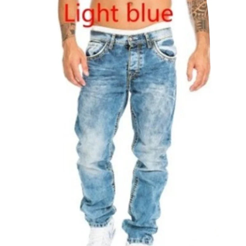 👖 Pánske kreatívne pružné džínsy rovný strih – odolný denim a streetwear vzhľad