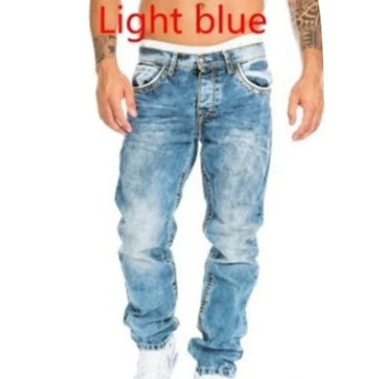 👖 Pánske kreatívne pružné džínsy rovný strih – odolný denim a streetwear vzhľad