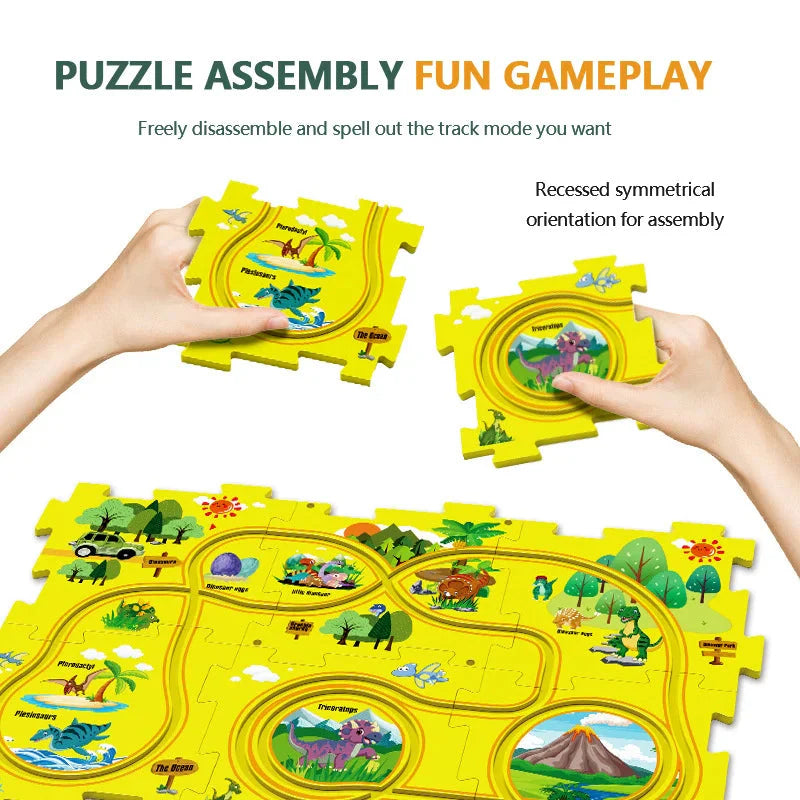 【👶Perfektný darček na rozvoj logického myslenia a zručností!】Detská vzdelávacia hracia sada s puzzle a autodráhou