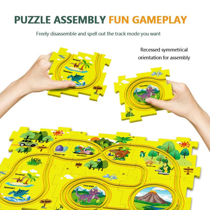 【👶Perfektný darček na rozvoj logického myslenia a zručností!】Detská vzdelávacia hracia sada s puzzle a autodráhou