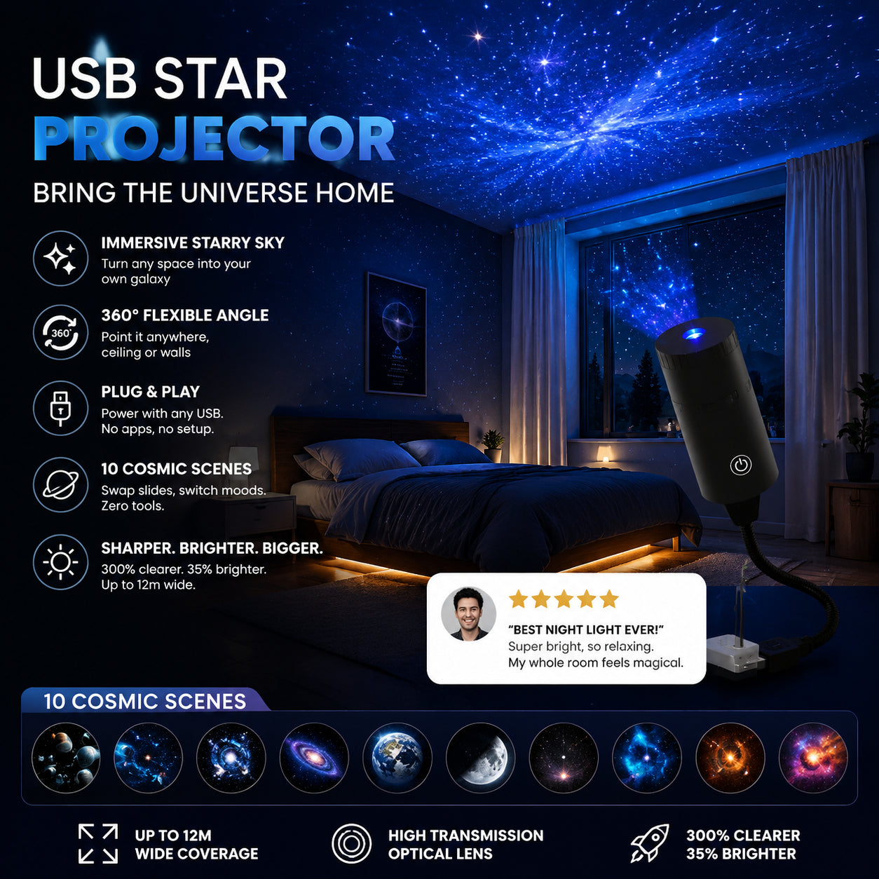 🌌 Premeňte svoju spálňu na čarovnú galaxiu! HD hviezdny projektor na relaxáciu