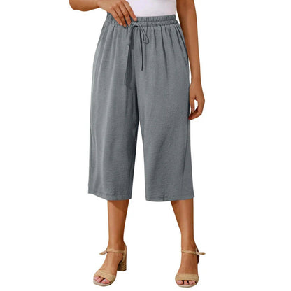 👖 Dámske capri nohavice s elastickým pásom a šnúrkou