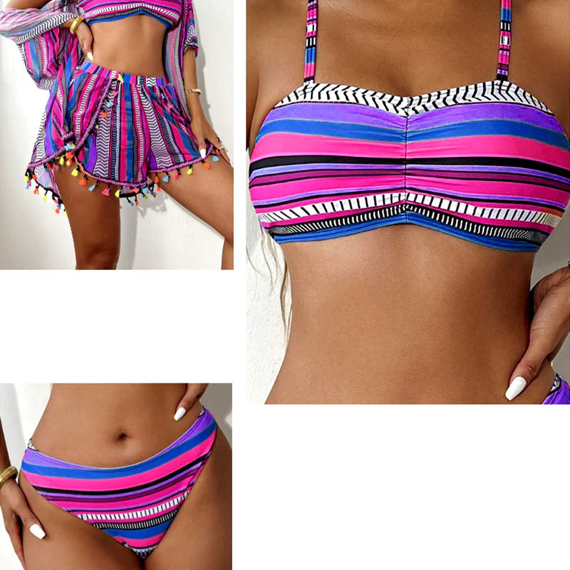 🌈 Štvordielne bikiny, ktoré z vás urobia skutočnú plážovú kráľovnú – sebavedomie a elegancia na pláži! 💥👑