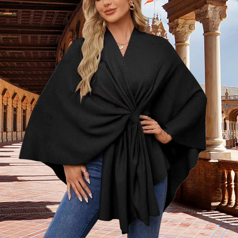 【👗 ❄️ Teplá a všestranná, je to perfektná voľba na chladné zimné dni!】Dámsky šál s krížovým vzorom vpredu